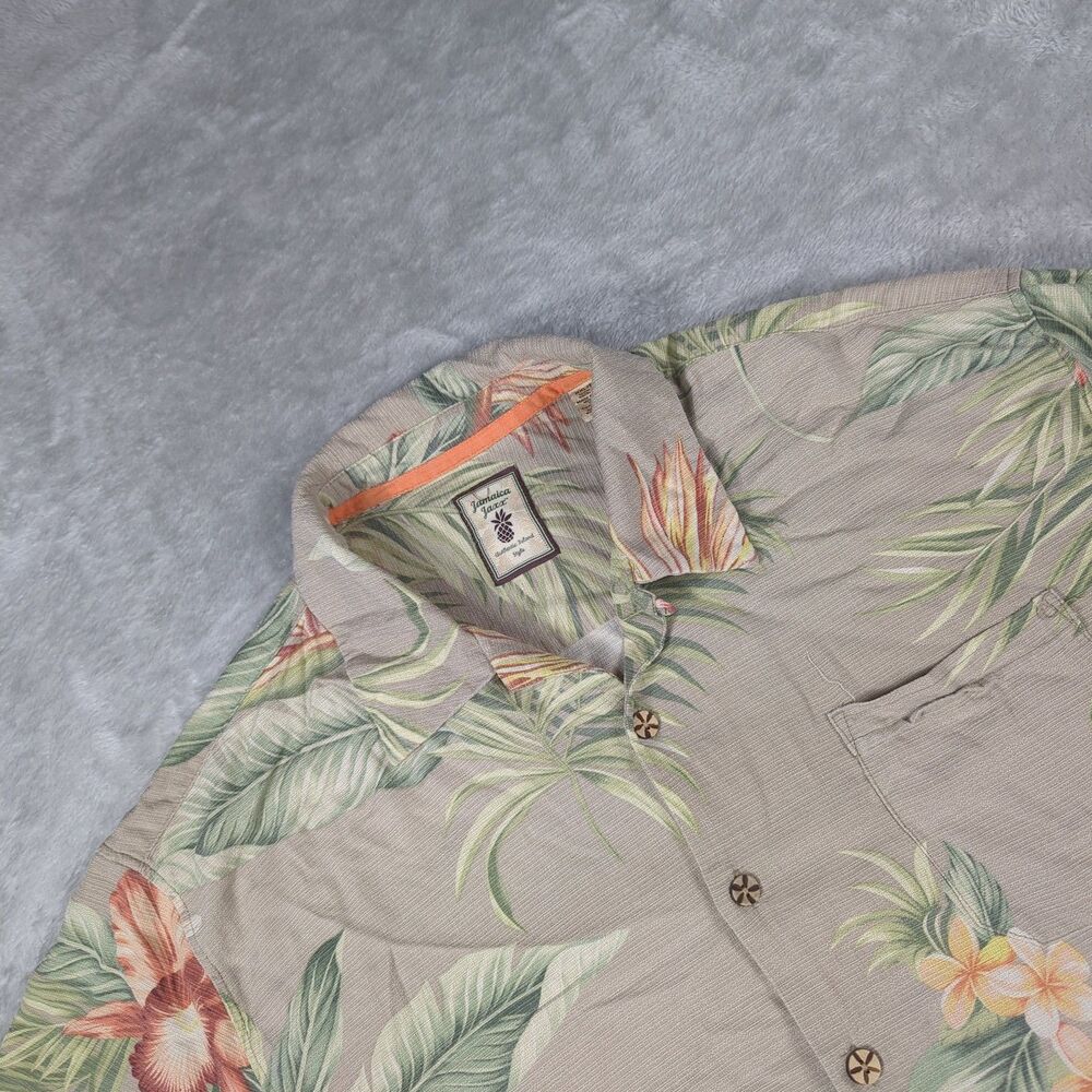 Jamaica Jaxx Mens XXL Silk Tropical Hawaiian Shirt Short Sleeve Floral Beach